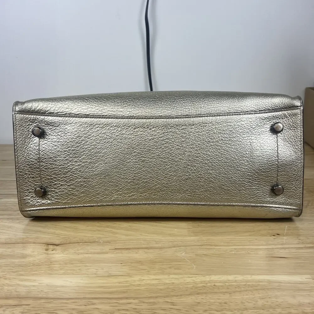 Coach Charlie Carryall Gold Metallic Leather Shoulder Bag 31037 - Picture 8 of 14